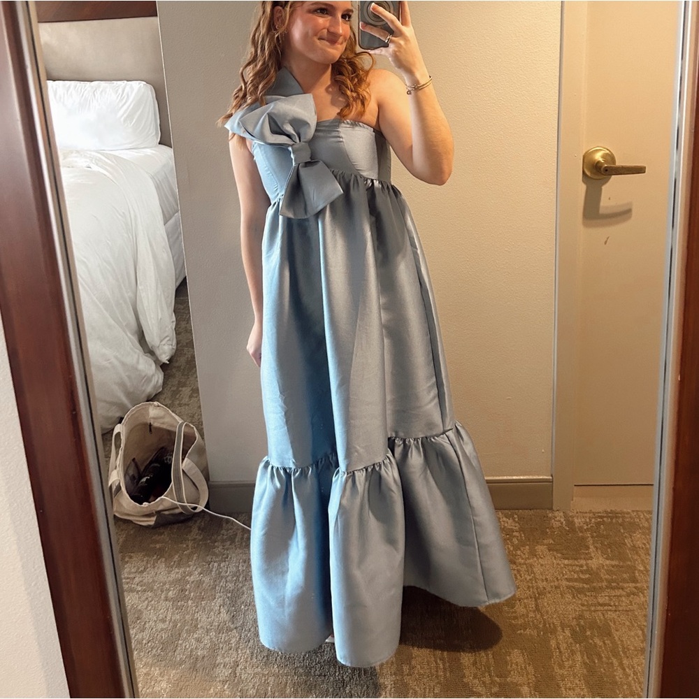 Petal and pup blue one shoulder blue formal dress
